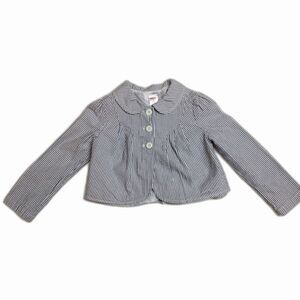 Gymboree long sleeve blue white seersucker stripe jacket shrug bolero nautical 4